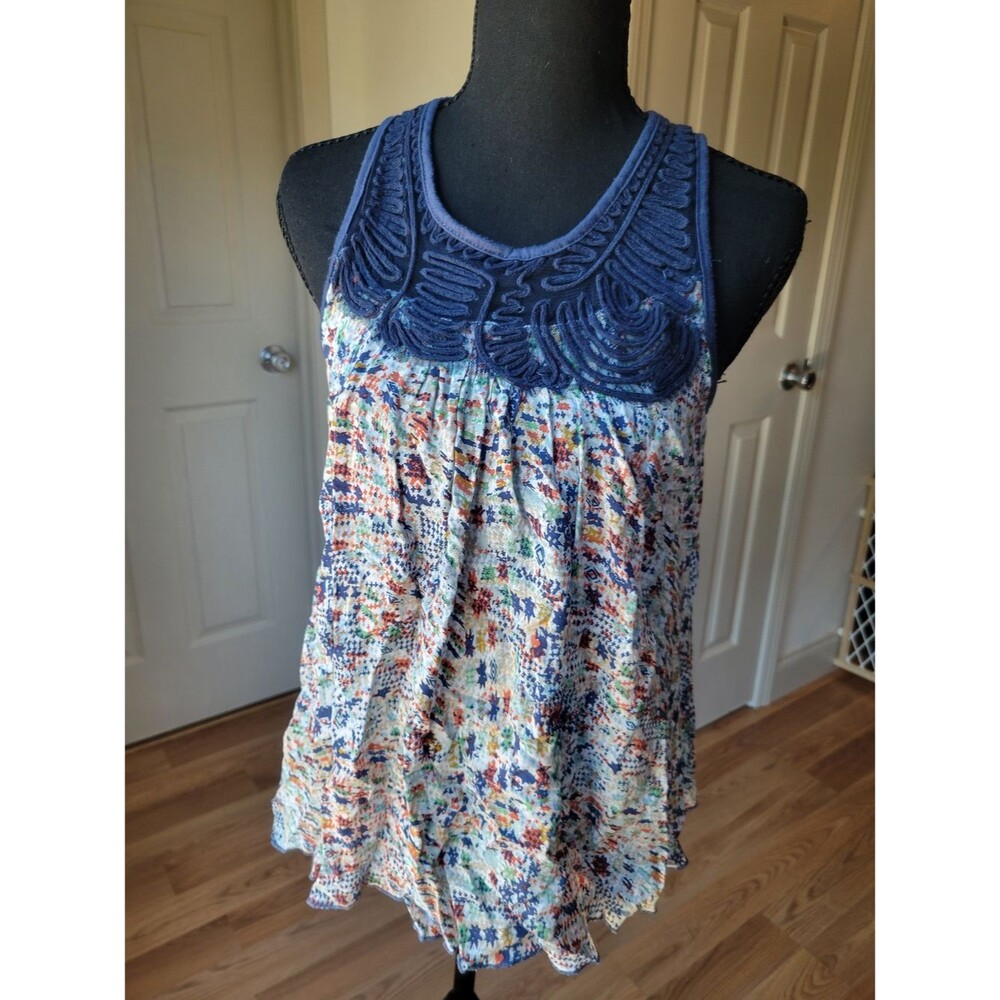 Hazel Embroidered Neck Boho Swing Tank Size M